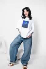 I Dove Deep Baskılı Oversize Unisex Beyaz Tshirt