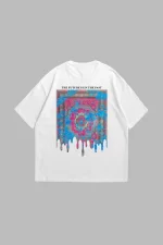 Liquid Rug Baskılı Oversize Unisex Beyaz Tshirt