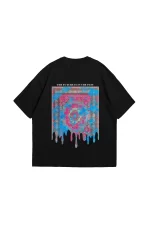 Liquid Rug Baskılı Oversize Unisex Siyah Tshirt