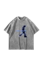 Lost Souls Baskılı Yıkamalı Beyaz Unisex Oversize Tshirt