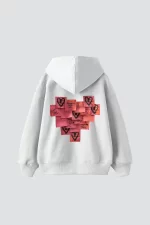 Love Baskılı Oversize Unisex Beyaz Hoodie