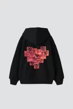 Love Baskılı Oversize Unisex Siyah Hoodie