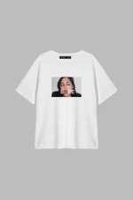 Love Baskılı Relaxed Fit Beyaz Kadın Tshirt
