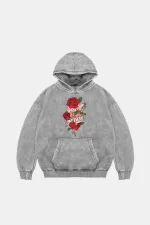 Love İs Real Baskılı Oversize Unisex Yıkamalı Beyaz Hoodie