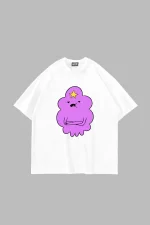 Lumpy Space Princess Baskılı Oversize Unisex Beyaz Tshirt