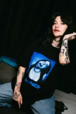 Lunch Baskılı Oversize Unisex Siyah Tshirt