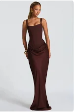 Maxi Scuba Crep Mürdüm Fit Elbise