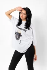 Megadeth Baskılı Beyaz Unisex Oversize Tshirt