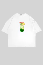 Mojito Baskılı Beyaz Oversize Unisex Tshirt