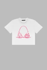 Oho State Baskılı Beyaz Crop Top