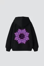 OM Baskılı Unisex Oversize Siyah Hoodie