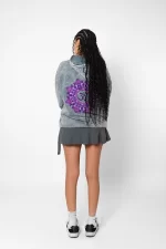 OM Baskılı Unisex Oversize Yıkamalı Beyaz Hoodie