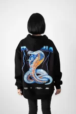 Phobia Sırt Baskılı Unisex Oversize Siyah Hoodie