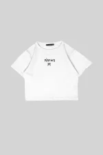 Pisces Baskılı Beyaz Crop Top