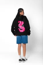 Platonic Baskılı Oversize Unisex Premium Siyah Hoodie