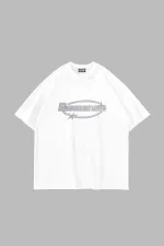 Reverse Baskılı Oversize Unisex Beyaz Tshirt