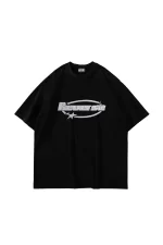 Reverse Baskılı Oversize Unisex Siyah Tshirt