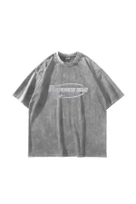 Reverse Baskılı Oversize Unisex Yıkamalı Beyaz Tshirt