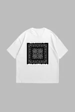 Rhythm Bandana Baskılı Oversize Unisex Beyaz Tshirt