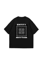 Rhythm Bandana Baskılı Oversize Unisex Siyah Tshirt