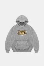 Savage Baskılı Oversize Unisex Premium Yıkamalı Beyaz Hoodie