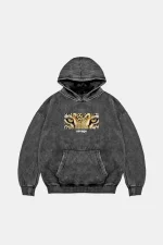 Savage Baskılı Oversize Unisex Premium Yıkamalı Siyah Hoodie