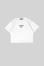 Scorpio Baskılı Beyaz Crop Top