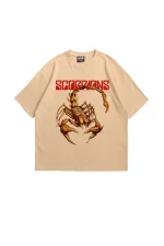 Scorpion Baskılı Oversize Unisex Bej Tshirt