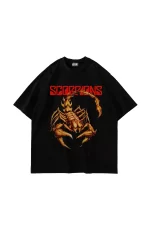 Scorpion Baskılı Oversize Unisex Siyah Tshirt