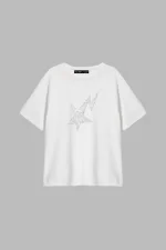 Shining Star Relaxed Fit Beyaz Kadın Tshirt