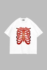 Slipknot Red Baskılı Oversize Unisex Beyaz Tshirt