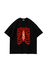 Slipknot Red Baskılı Oversize Unisex Siyah Tshirt