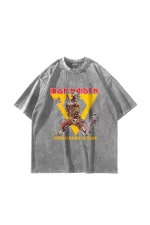 Somewhere In Time Baskılı Oversize Unisex Yıkamalı Beyaz Tshirt