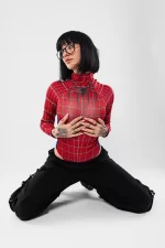 Spider Baskılı Kırmızı Bodysuit