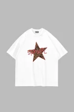 Star Girl Baskılı Oversize Unisex Beyaz Tshirt