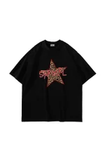 Star Girl Baskılı Oversize Unisex Siyah Tshirt