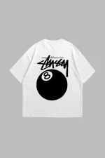 Sts. Eight Baskılı Oversize Unisex Beyaz Tshirt