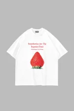 Superior Fruit Baskılı Oversize Unisex Beyaz Tshirt