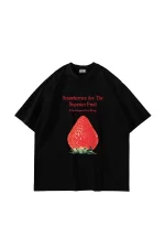 Superior Fruit Baskılı Oversize Unisex Siyah Tshirt