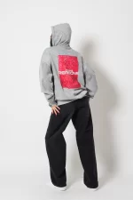 Vırtual Tracks Baskılı Oversize Unisex Premium Yıkamalı Beyaz Hoodie