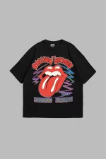 Voodoo Lounge Baskılı Oversize Unisex Siyah Tshirt