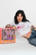 Wnx Club Baskılı Beyaz Crop Top