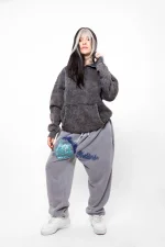 Yıkamalı Basic Oversize Unisex Siyah Hoodie