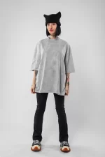 Yıkamalı Beyaz Basic Oversize Unisex Tshirt