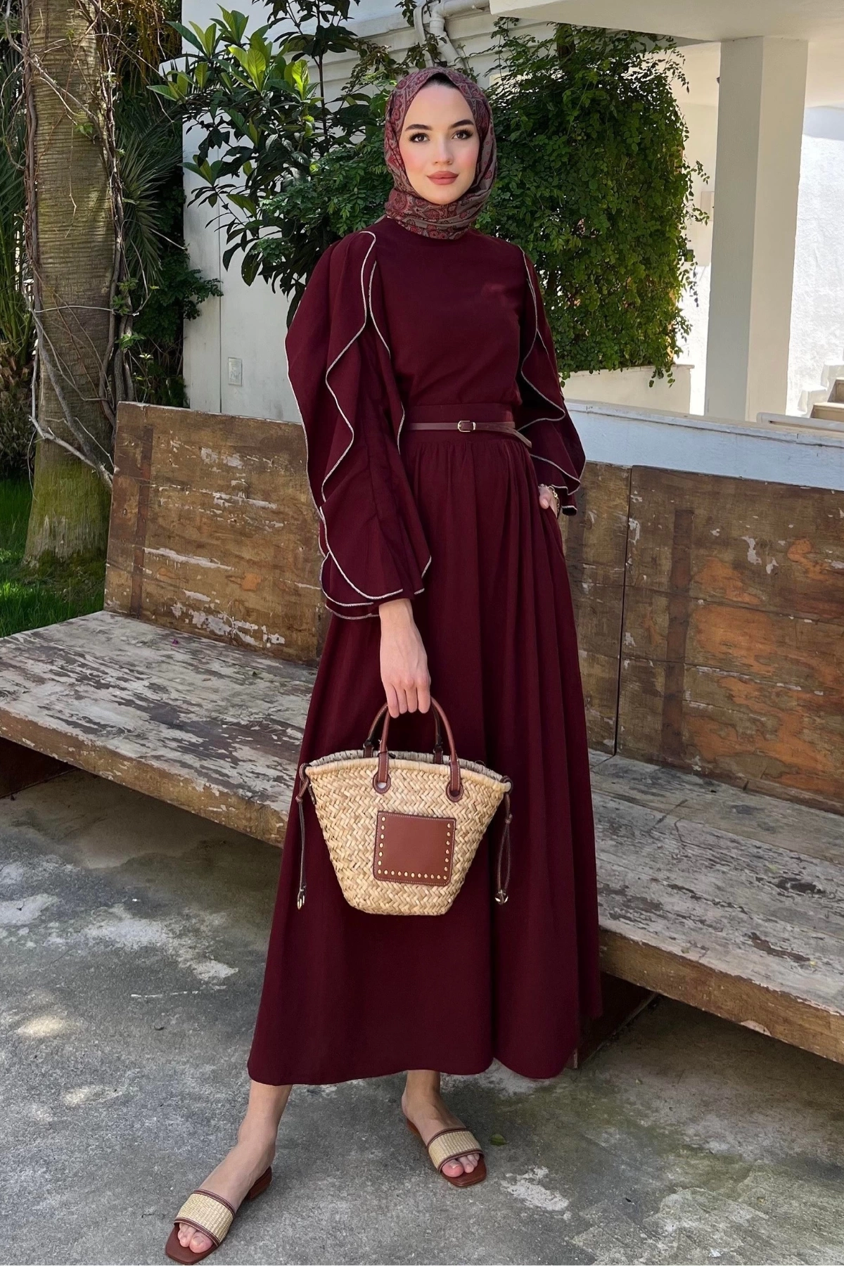 Clara Keten Takım Bordo