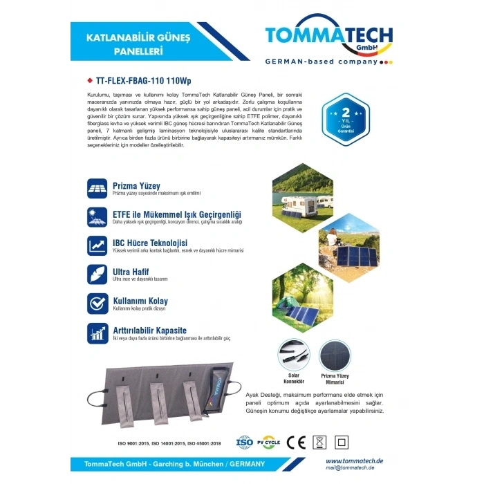 TommaTech 110W Katlanabilir Güneş Paneli