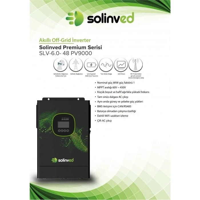 SOLİNVED GORDİON PREMİUM SERİSİ 6KW 48V MPPT OFF-GRID İNVERTER