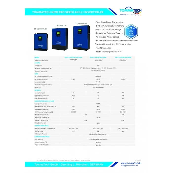 TOMMATECH 3K 24V PRO MPPT AKILLI İNVERTER