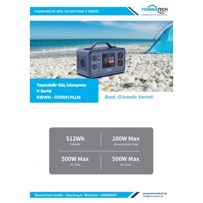 TommaTech 512Wh Taşınabilir Güç Kaynağı