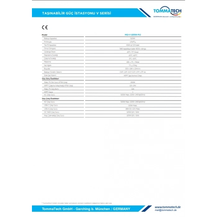 TommaTech 512Wh Taşınabilir Güç Kaynağı